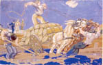 Carro empantanado, José Hurtado de Mendoza. Témpera y mixta sobre cartón, 1914