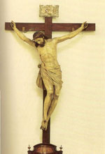 Talla de madera policromada que muestra a Jesús Crucificado en el Calvario, obra de Luján Pérez, Museo Diocesano de Arte Sacro, Las Palmas de Gran Canaria